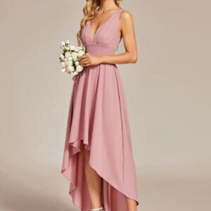 High Low Deep V Neck Sleeveless Dress Size 4